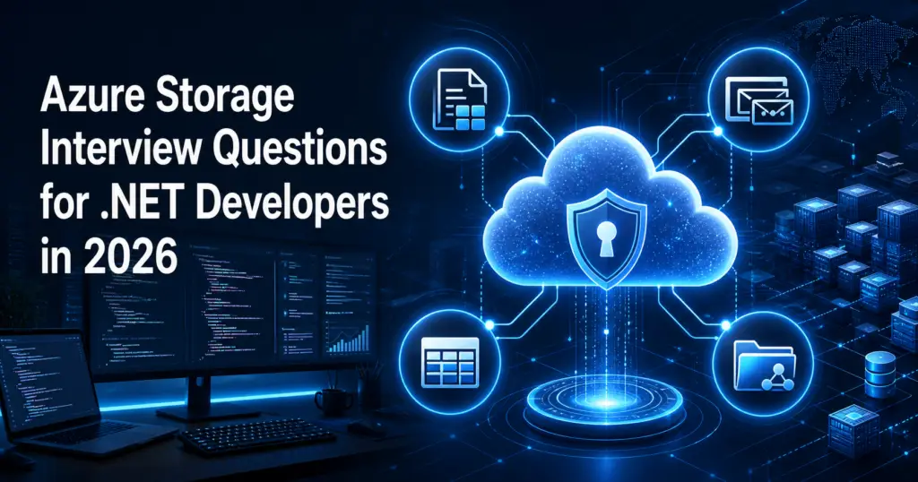 Azure Storage interview questions for .NET developers with Blob, Queue, Table, Azure Files, and SAS token concepts